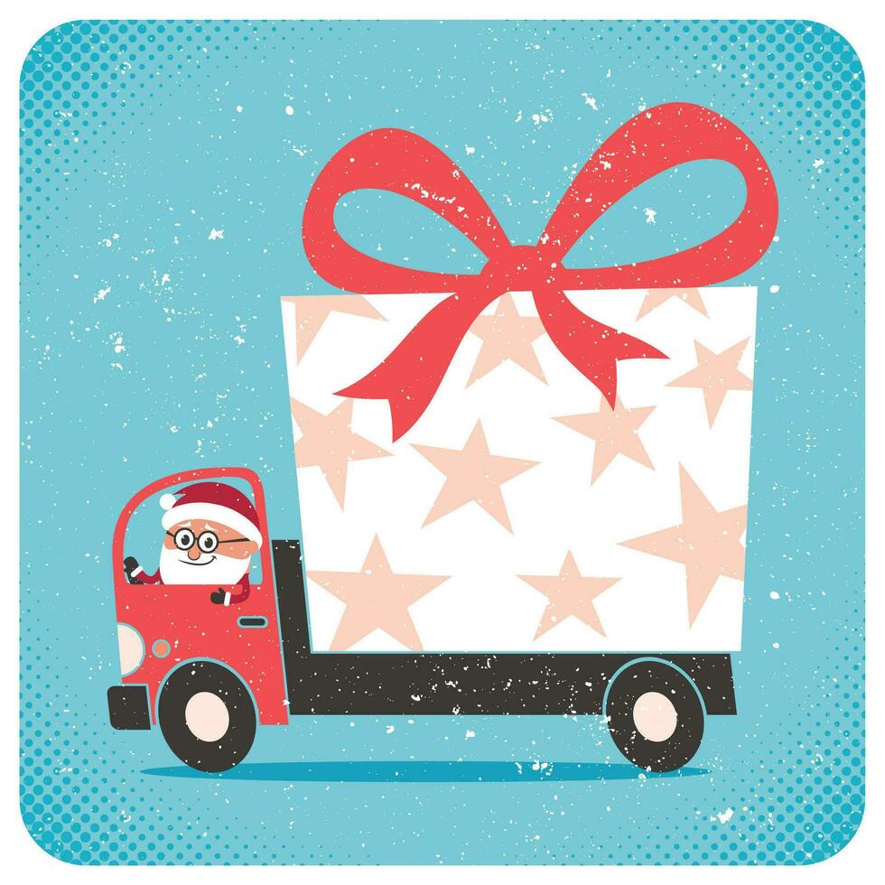 Santa Bringing Gift vector