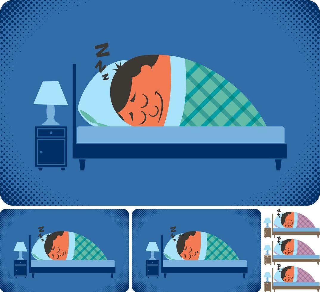 Sleeping Man Cartoon Set vector