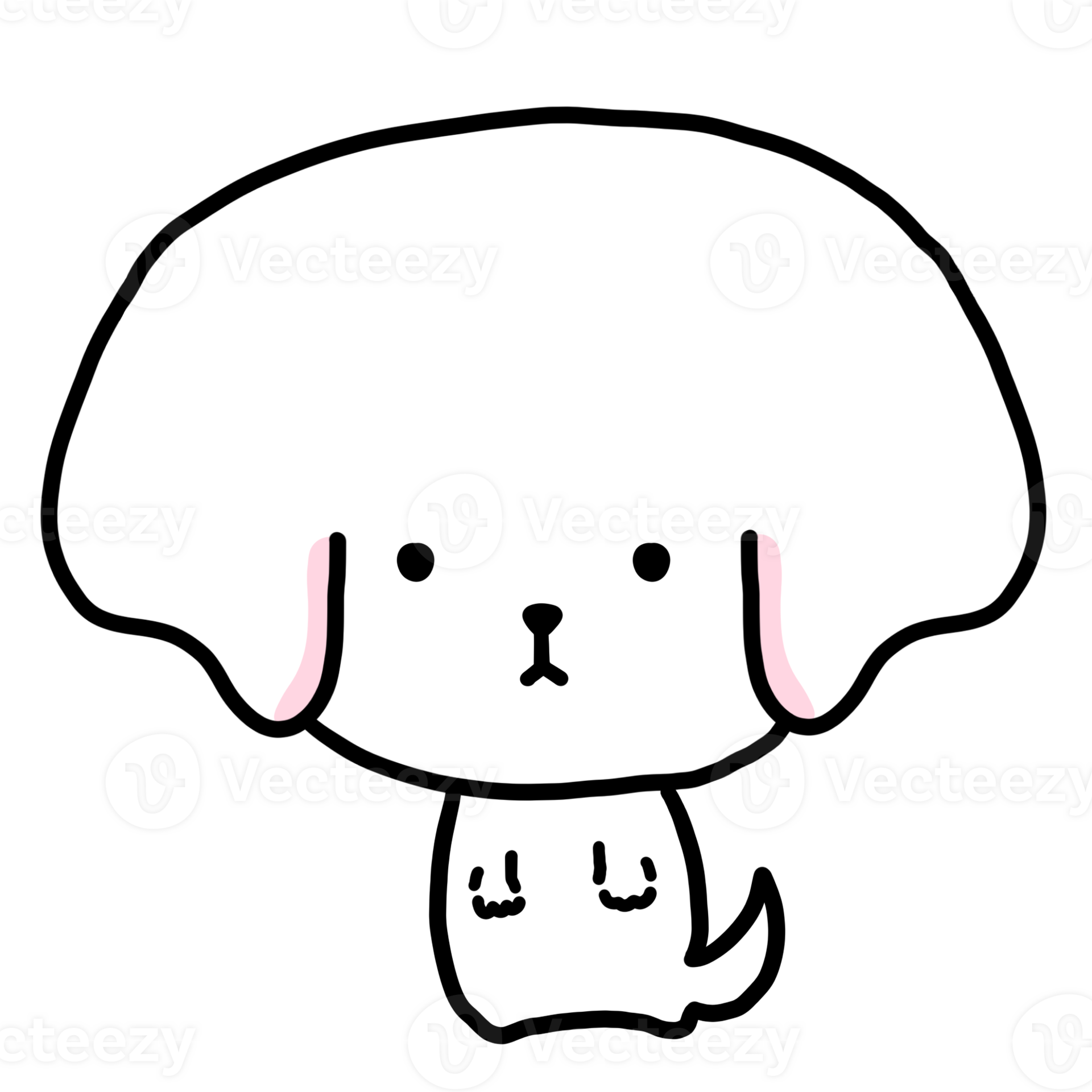 Cute White Dog Mascot Character Kawaii Cartoon illustration Cute Dog
