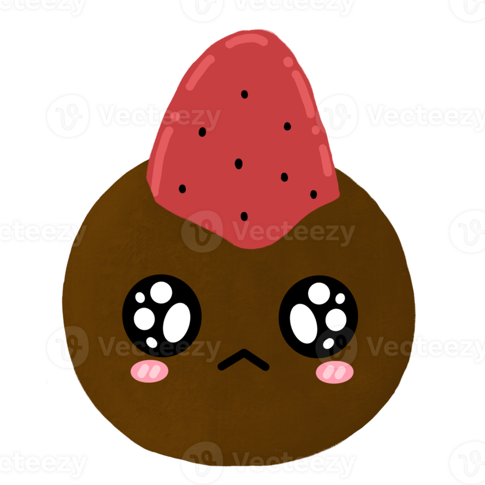 Cute Strawberry Chocolate Daifuku Mochi Character Mascot Kawaii Cartoon illustration png