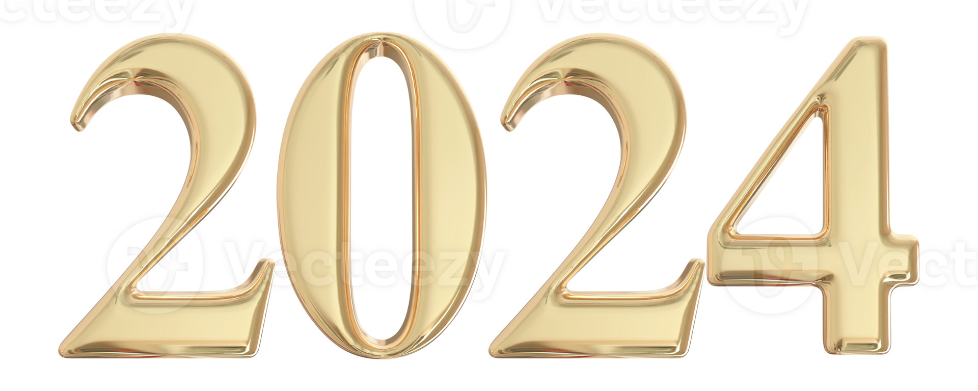 2024 New Year - 3D Gold Number png