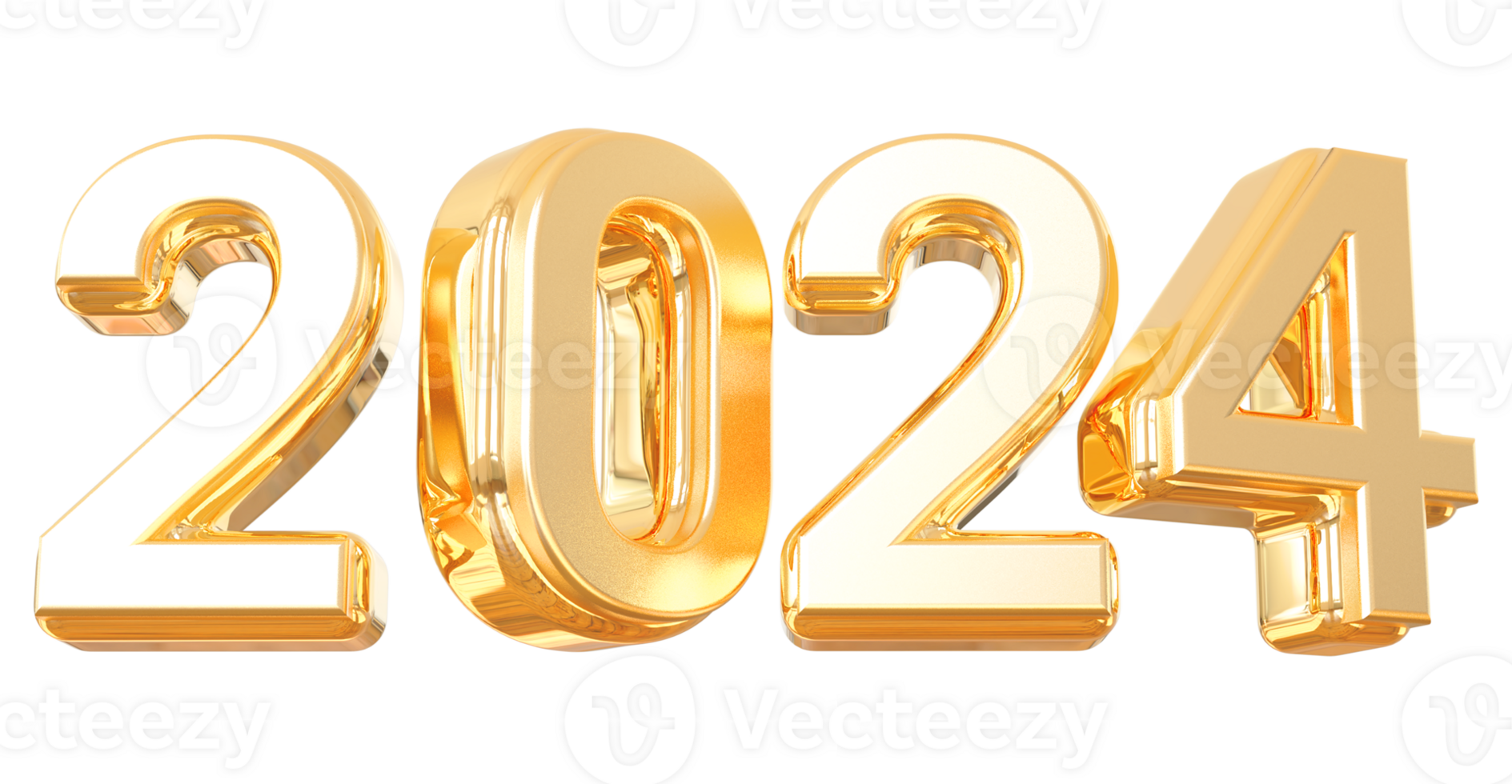 2024 New Year - 3D Gold Number png