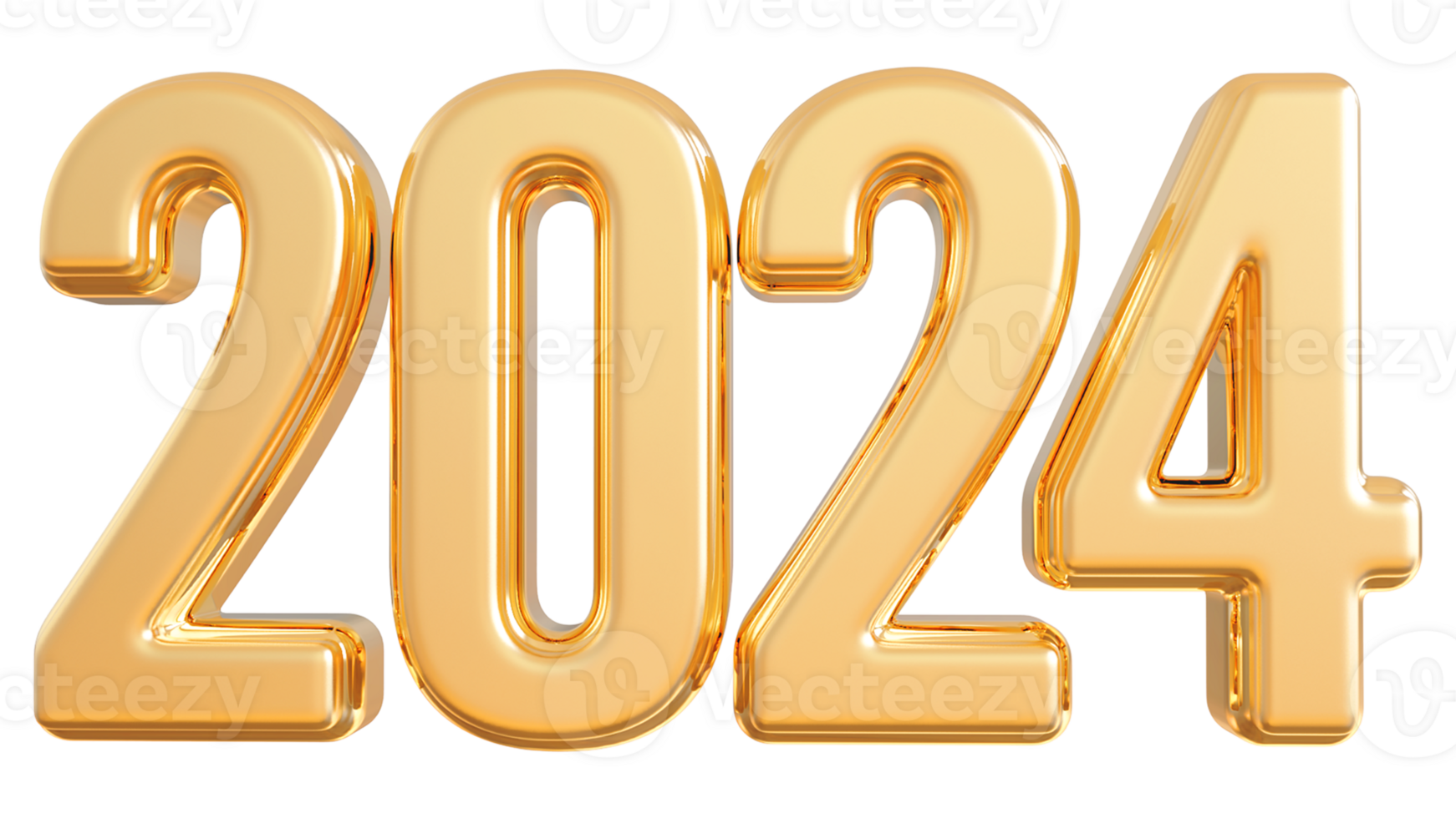2024 New Year - 3D Gold Number png