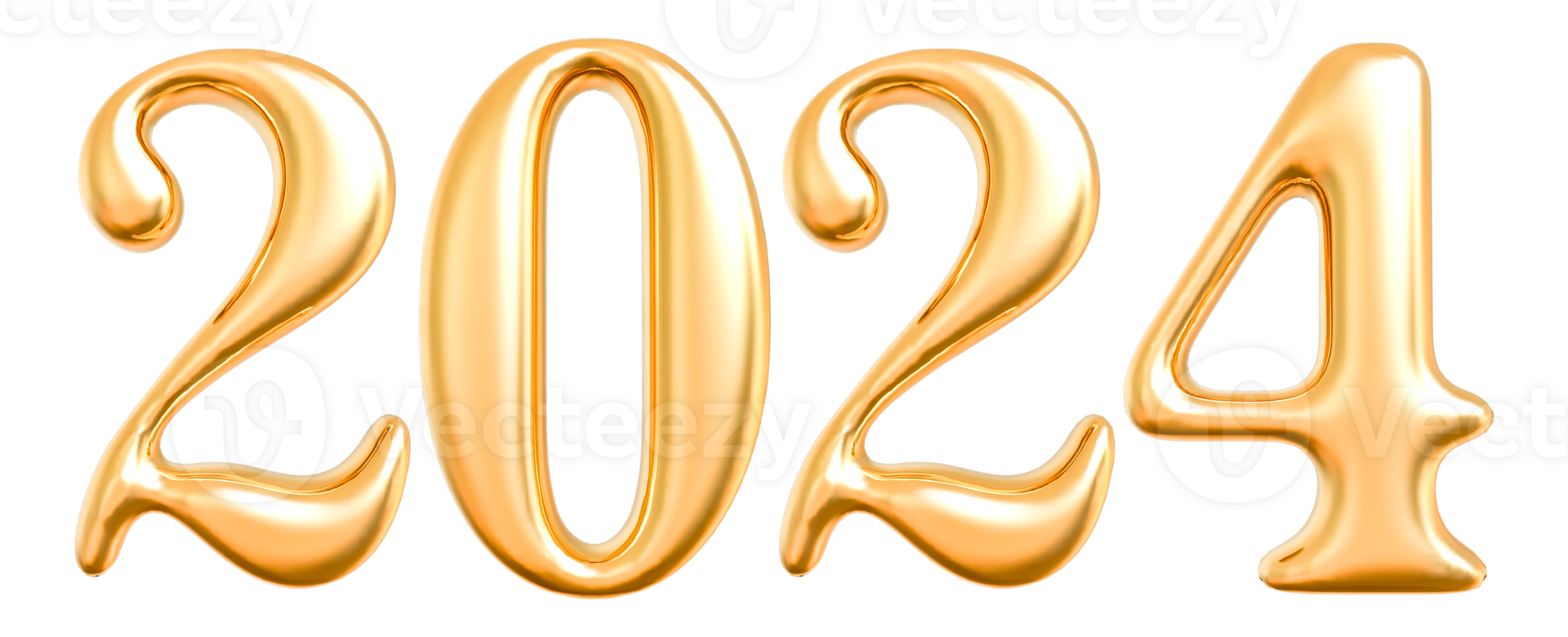 2024 New Year - 3D Gold Number png