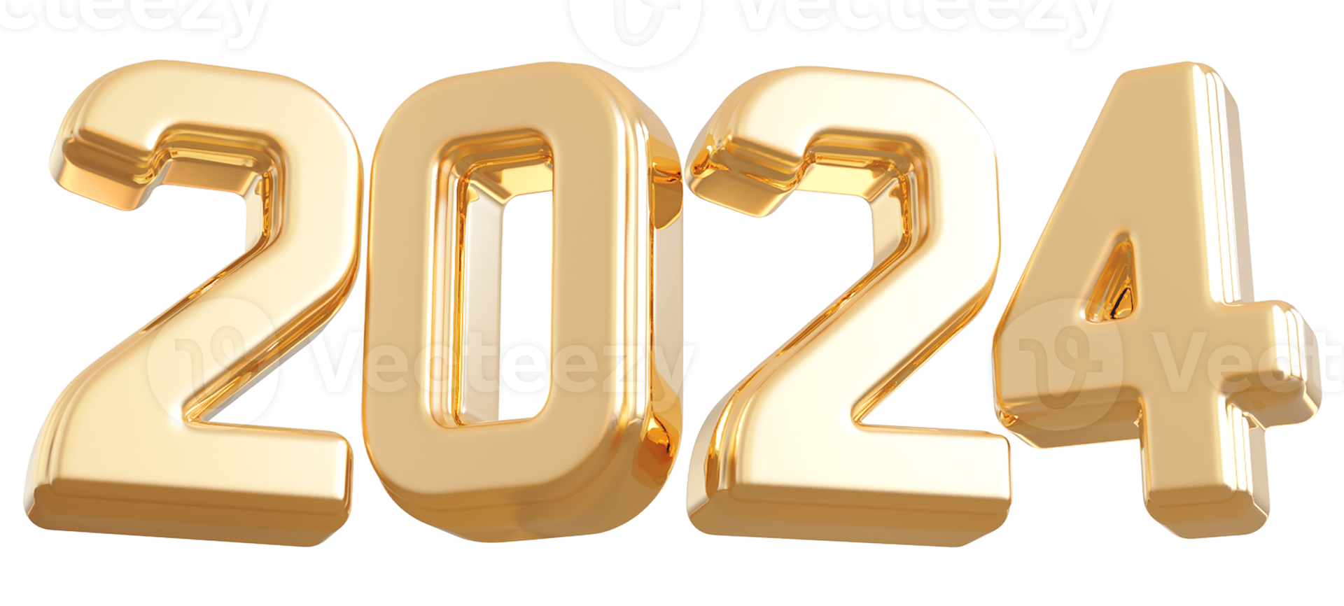 2024 New Year - 3D Gold Number png
