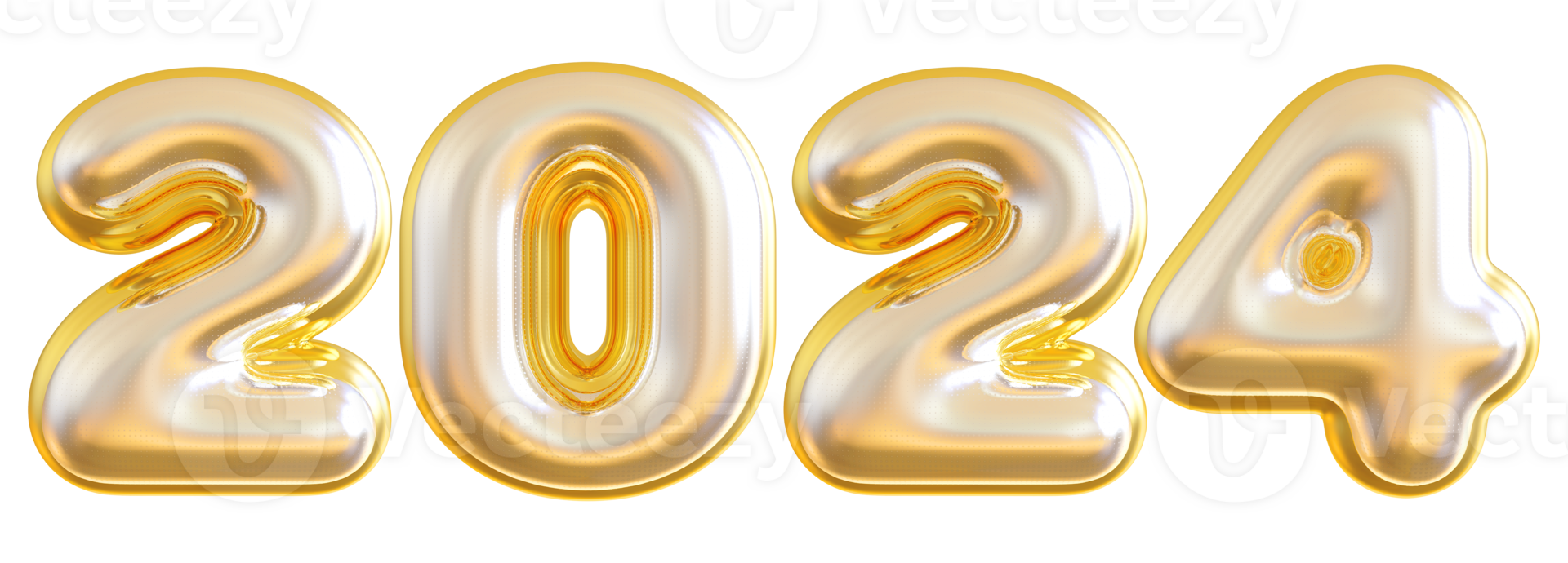 2024 New Year - 3D Gold Number png