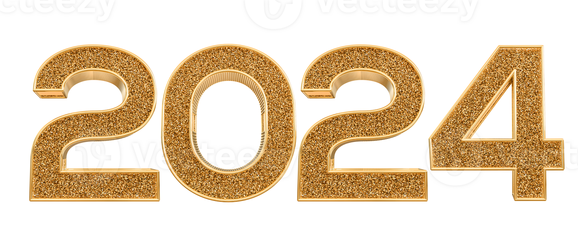 2024 New Year - 3D Gold Number png