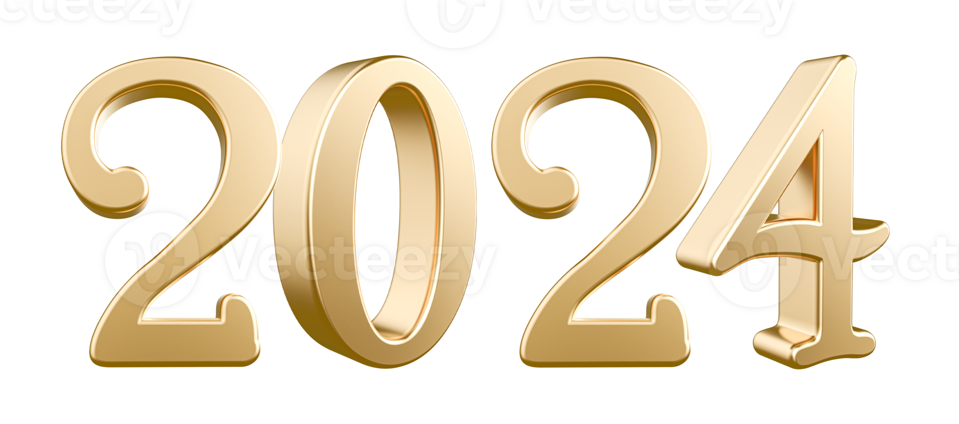 2024 New Year - 3D Gold Number png