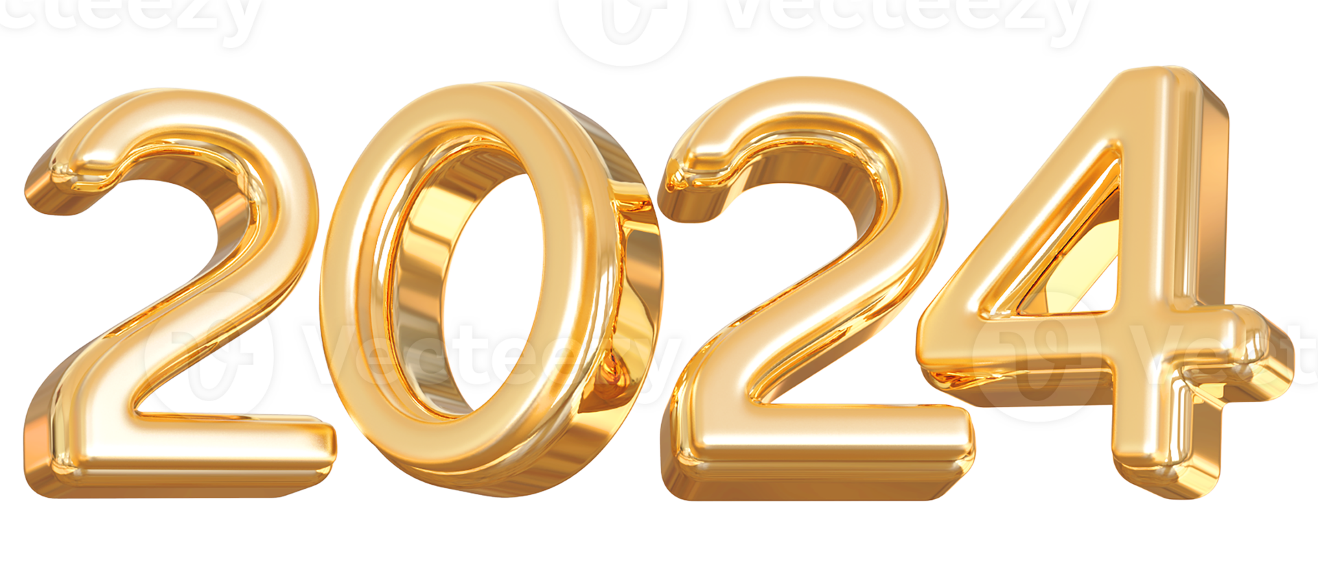 2024 New Year - 3D Gold Number png