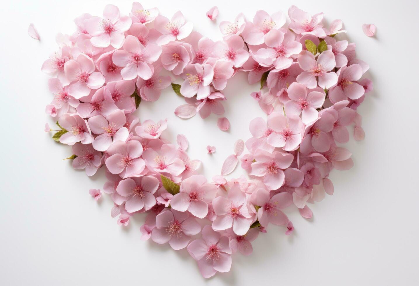 AI generated flowers are arranged into a large decorative heart shape photo