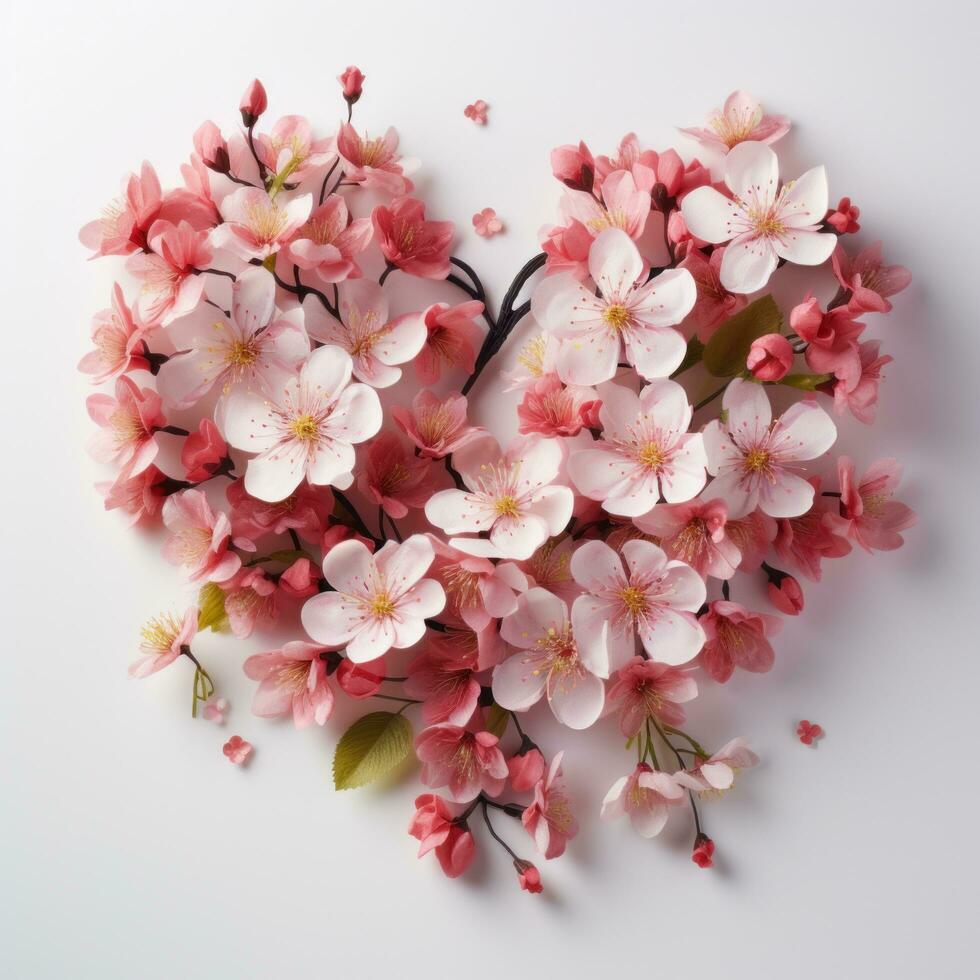 AI generated flowers are arranged into a large decorative heart shape photo