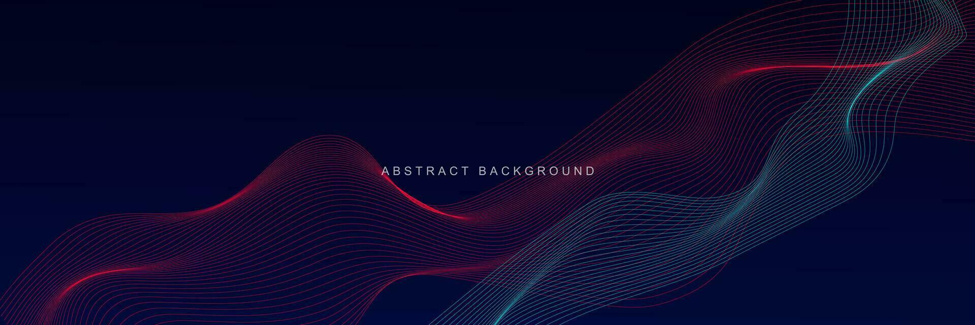 Dark Blue abstract background with glowing waves. Shiny lines design element. Modern pink blue gradient flowing wave lines. Futuristic technology concept. Vector illustration