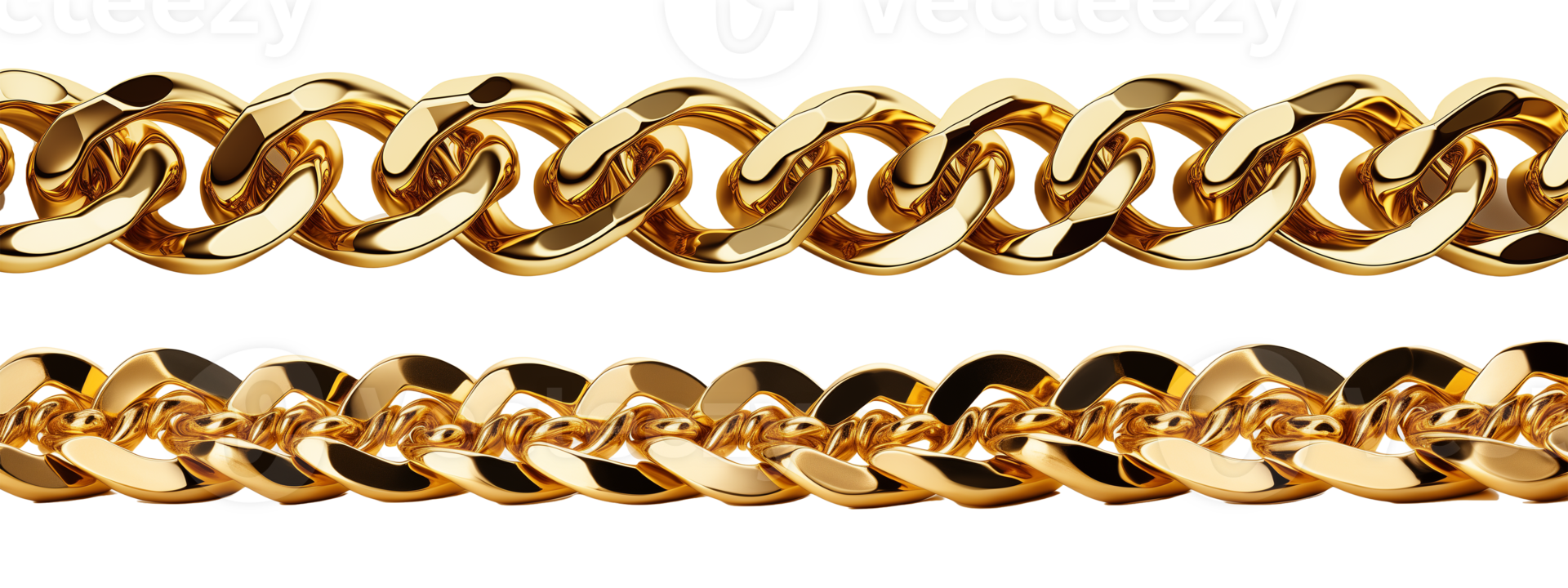 AI generated Golden chain border. Seamless luxury chains of different