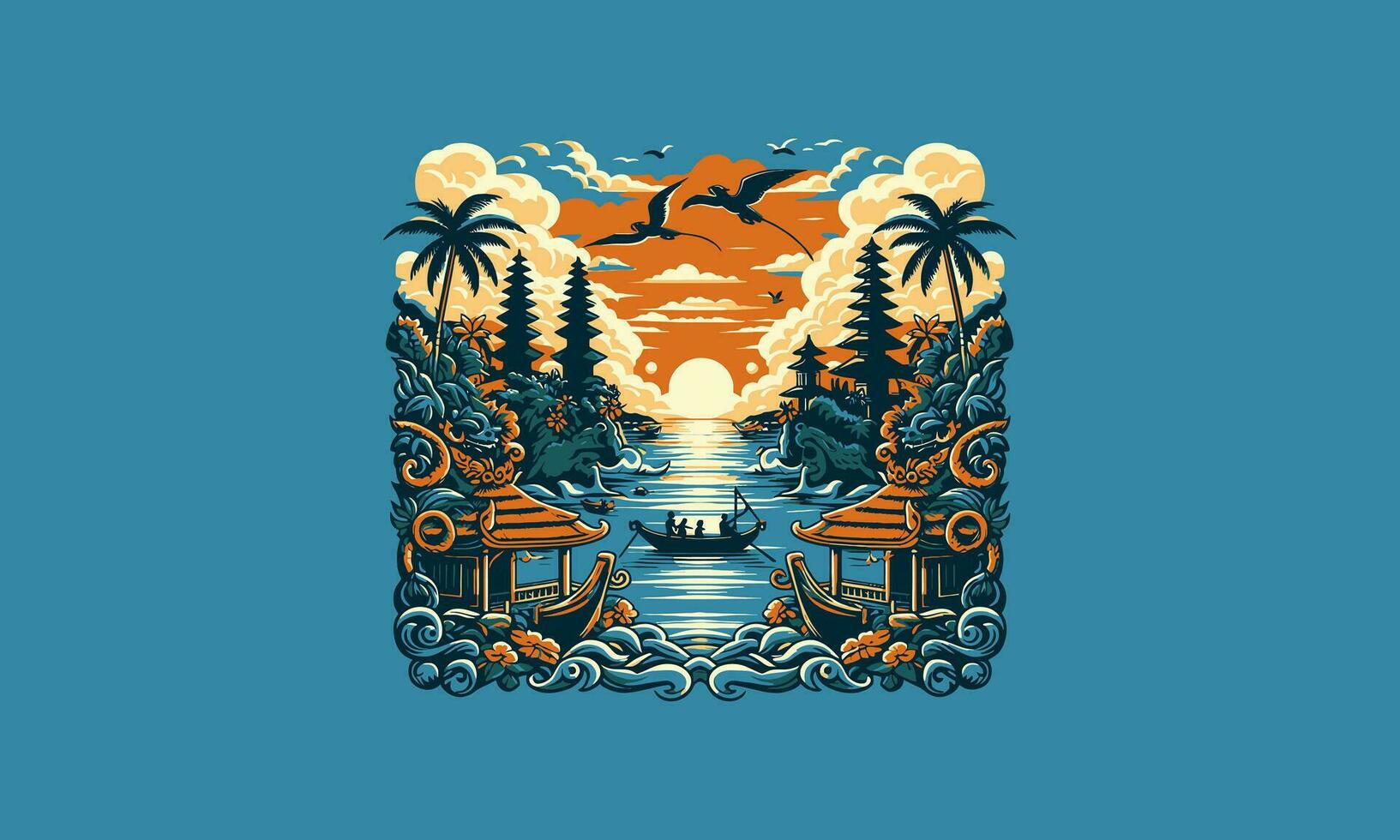 view balinese beautiful indonesia vector artwork design