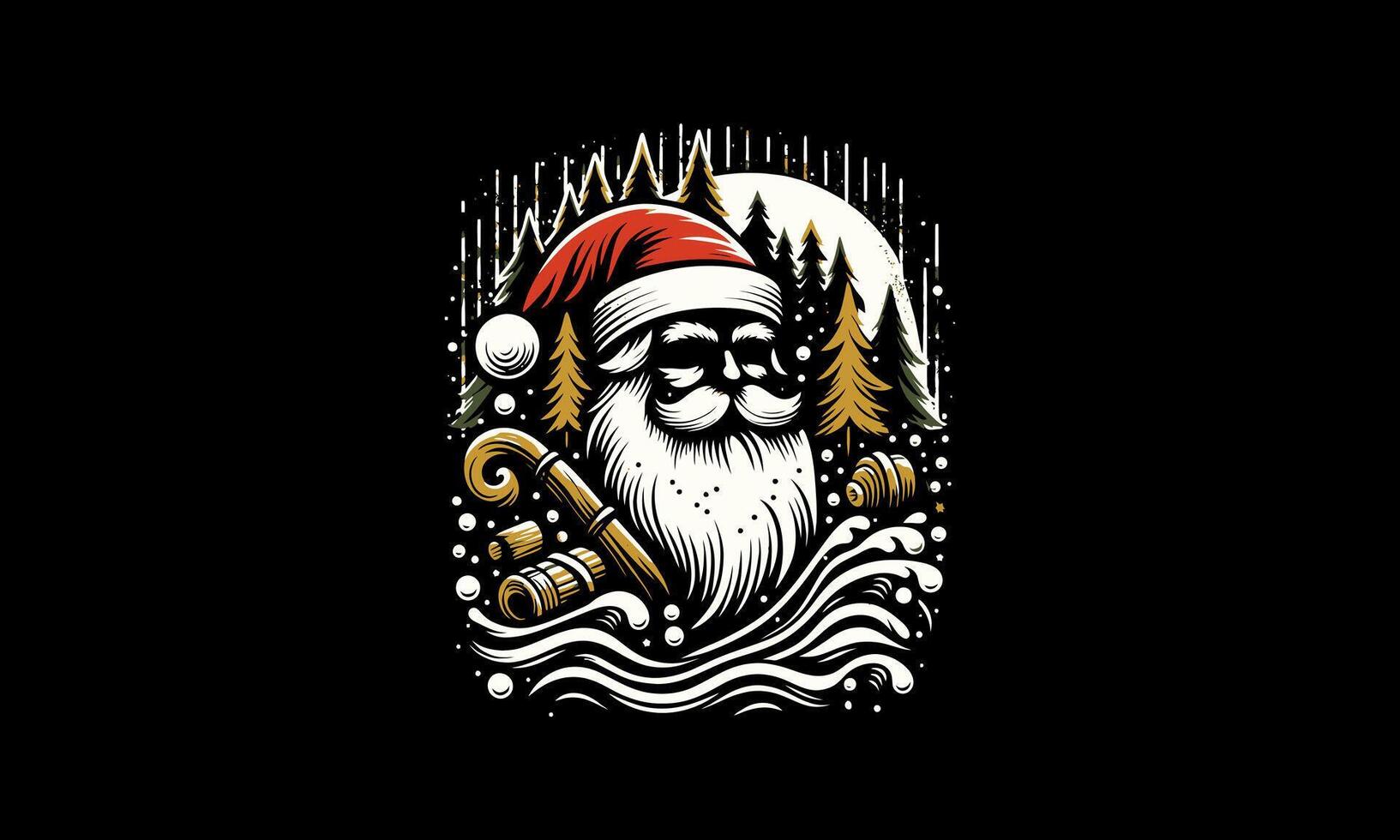 Papa Noel en bosque vector ilustración obra de arte diseño