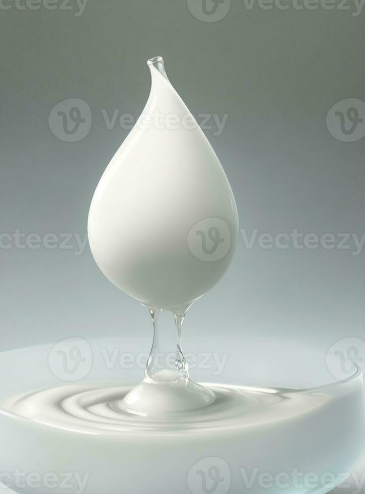 AI generated pouring milk into glass, milk splash in glass photo