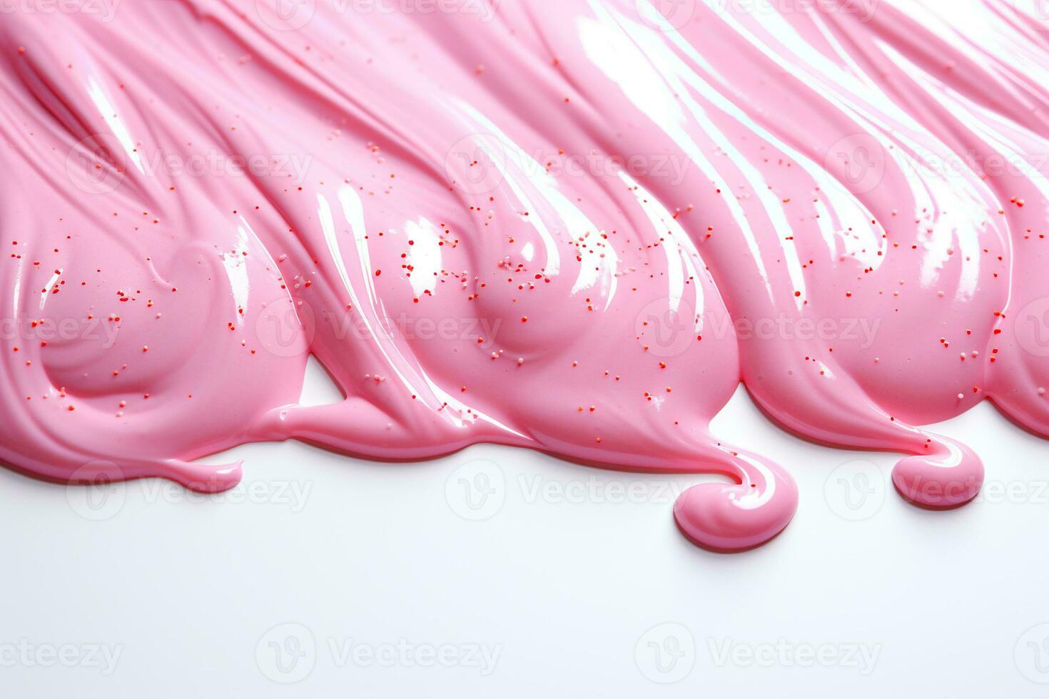 AI generated Pink confectionery glaze flows down on a white background. Generated by artificial intelligence photo