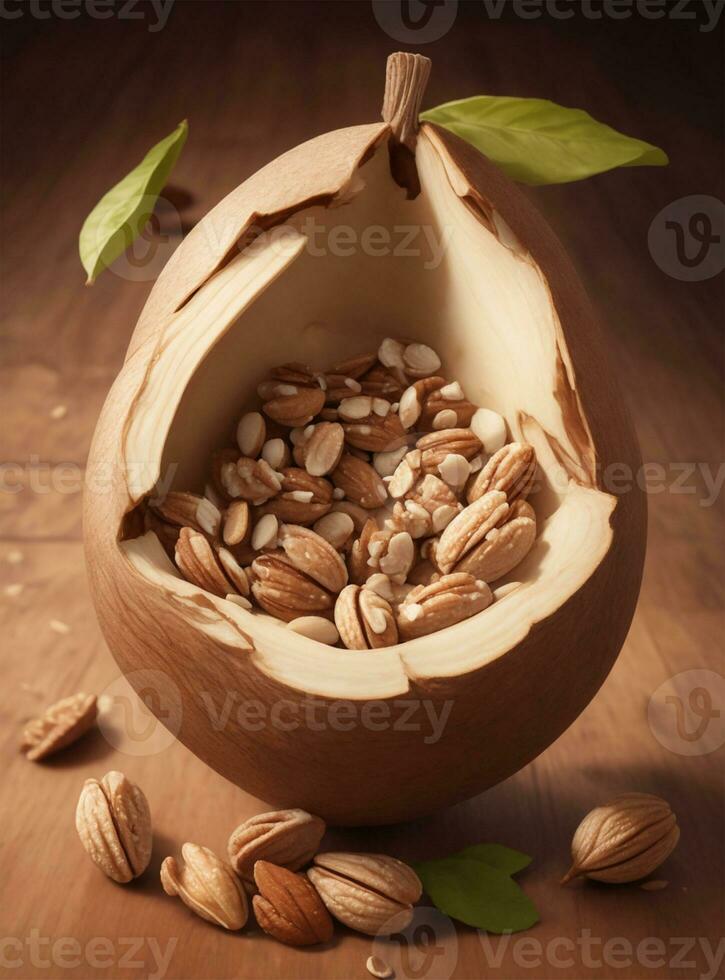 AI generated bowl of almonds photo