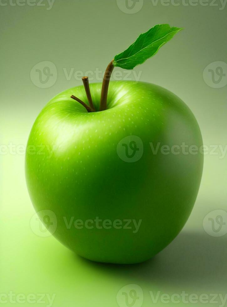 ai generado verde manzana con agua gotas foto