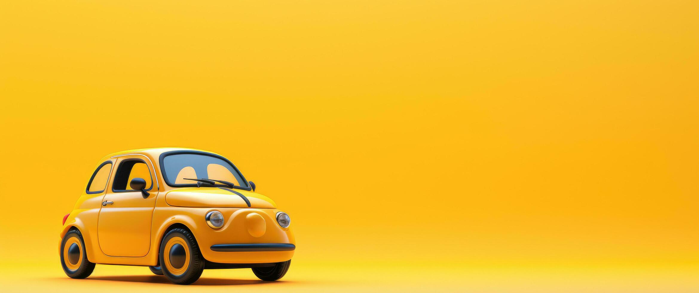 AI generated a small car is on top of a yellow background and has the heart shaped on top of it photo