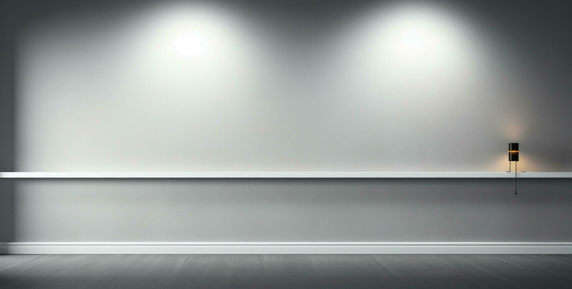 AI generated an empty white room with lights in the middle photo