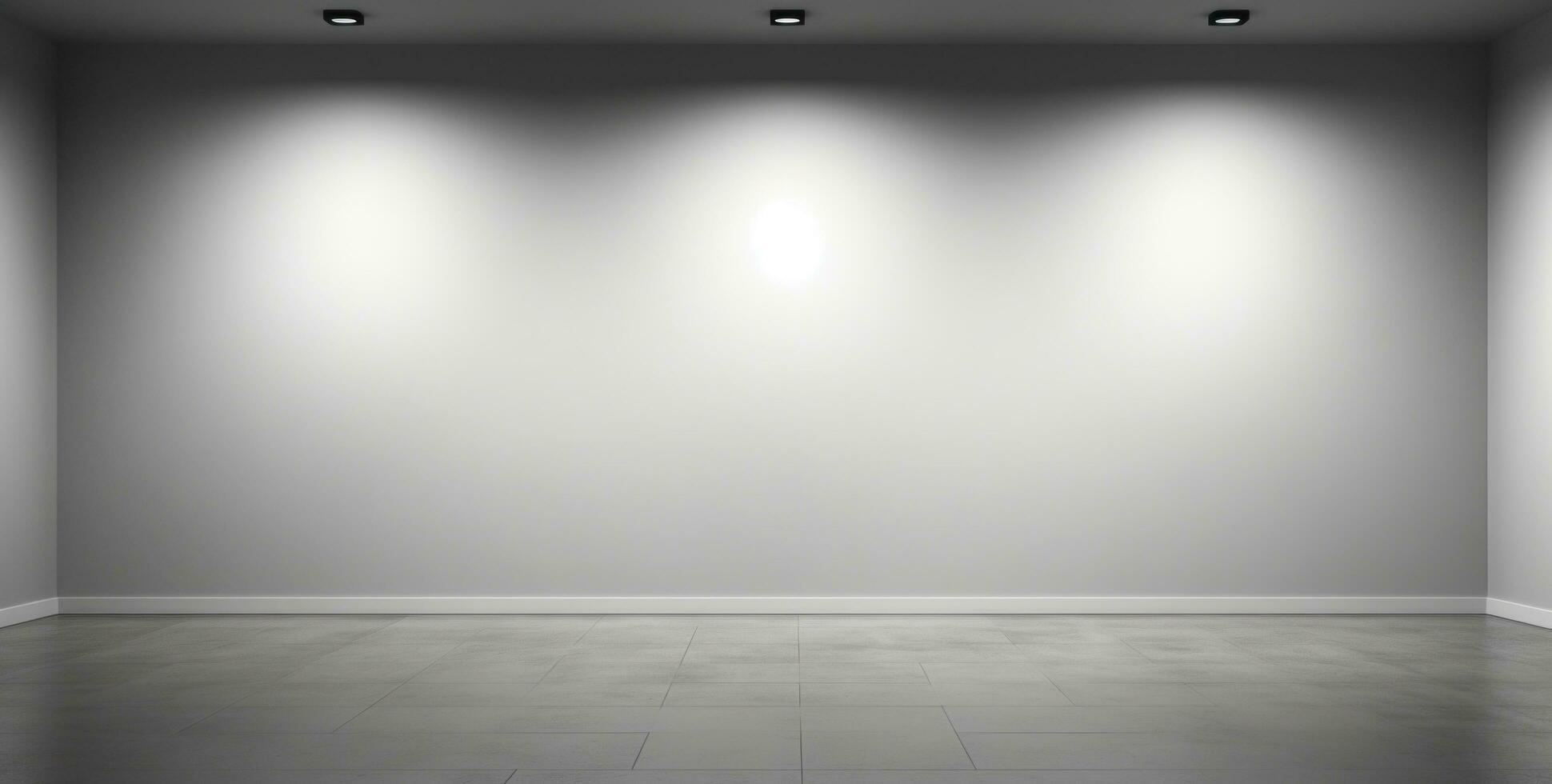 AI generated an empty white room with lights in the middle photo