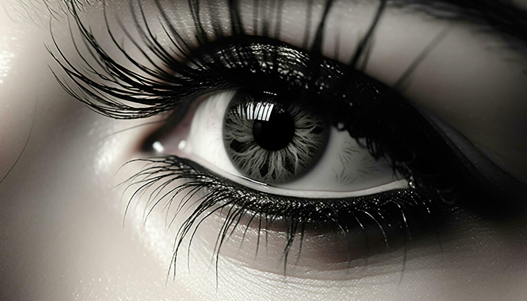 AI generated eye lashes black mascara photo