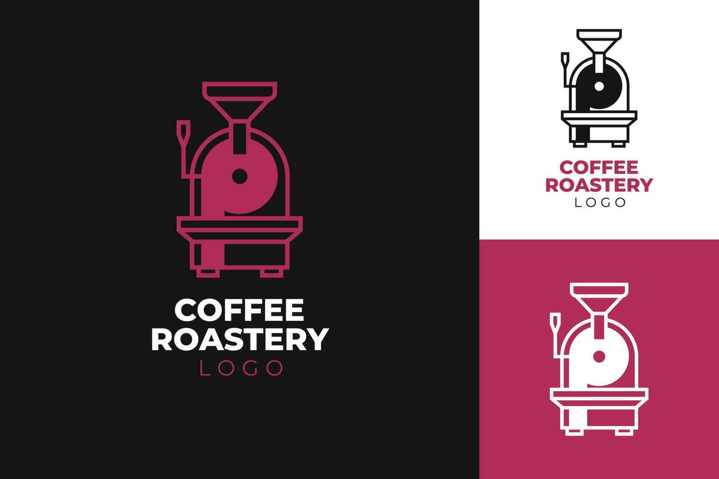 Logo Icon Symbol combination of roastery coffee machine with letter p for coffeeshop and roasting company business vector