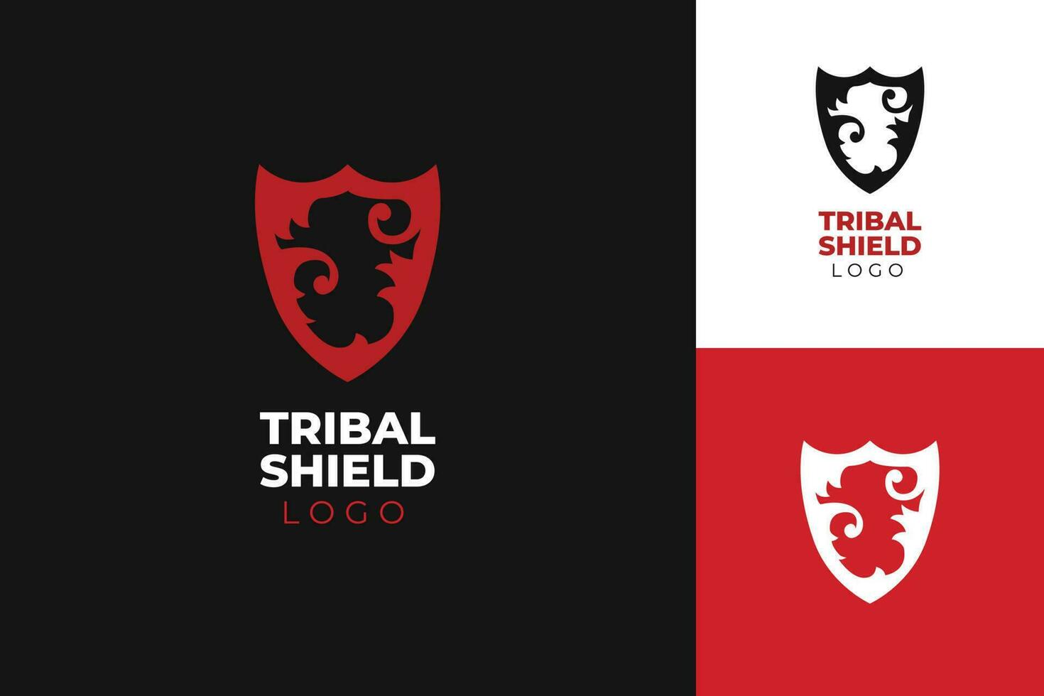 Logo red tribal shield for sport of football or soccer and basketball championsip design modern, vintage and simple style vector