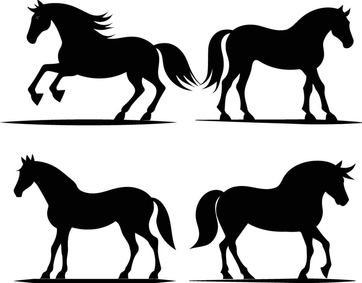 conjunto de siluetas de caballos vector