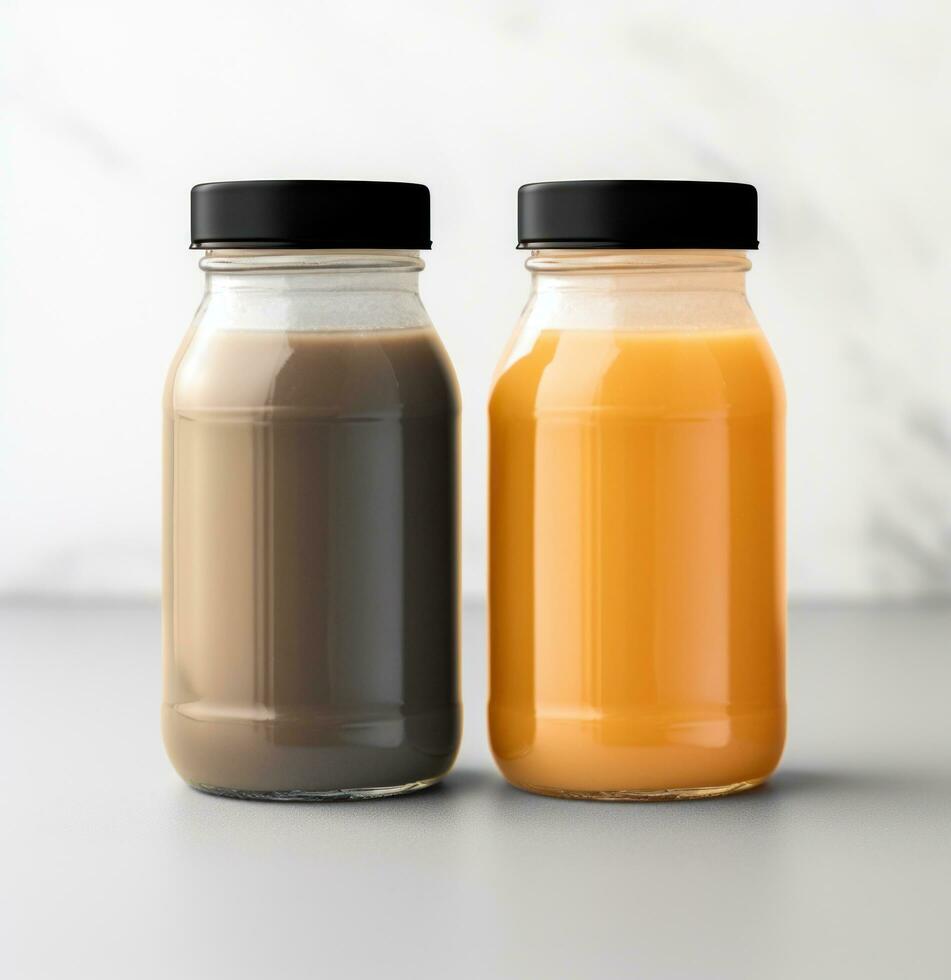 AI generated jello juice bottle mockup isolated mockup for website photo