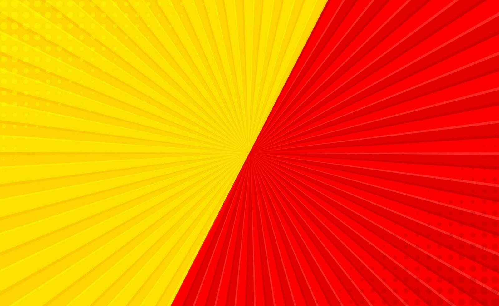 Sun light rays sun pop art Retro vintage style background with red and yellow color. Comic book pop art strip radial backdrop halftone Abstract summer sunny Vintage radial versus background. vector