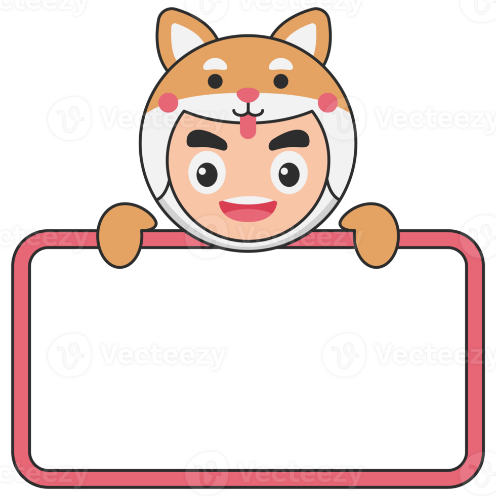 Cute Animal Holding Blank Banner png