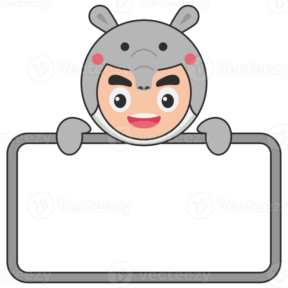 Cute Animal Holding Blank Banner png