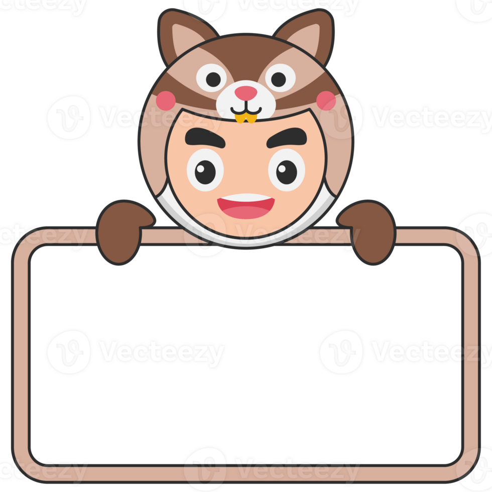Cute Animal Holding Blank Banner png