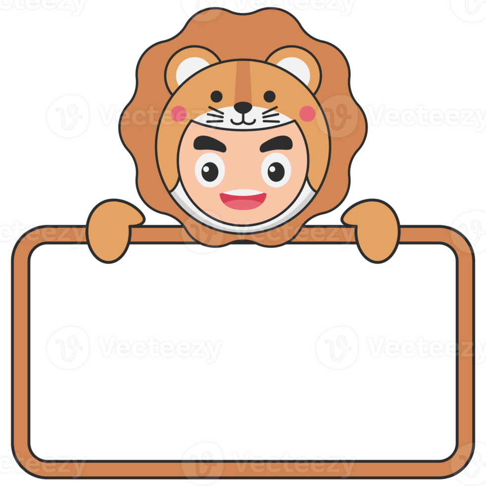 Cute Animal Holding Blank Banner png