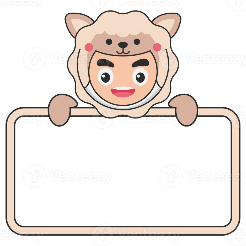 Cute Animal Holding Blank Banner png