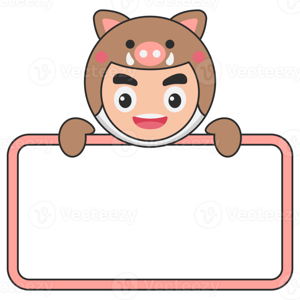 Cute Animal Holding Blank Banner png