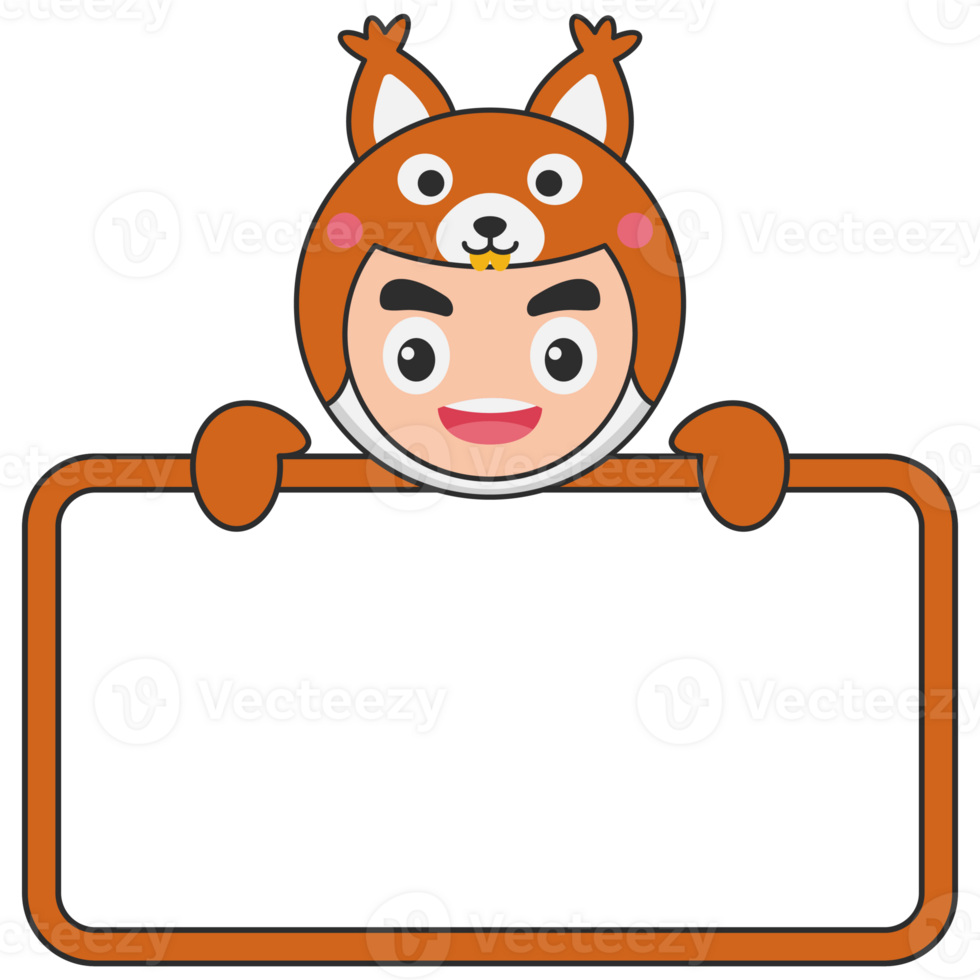 Cute Animal Holding Blank Banner png