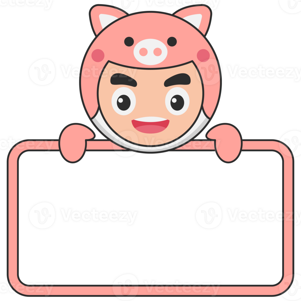 Cute Animal Holding Blank Banner png