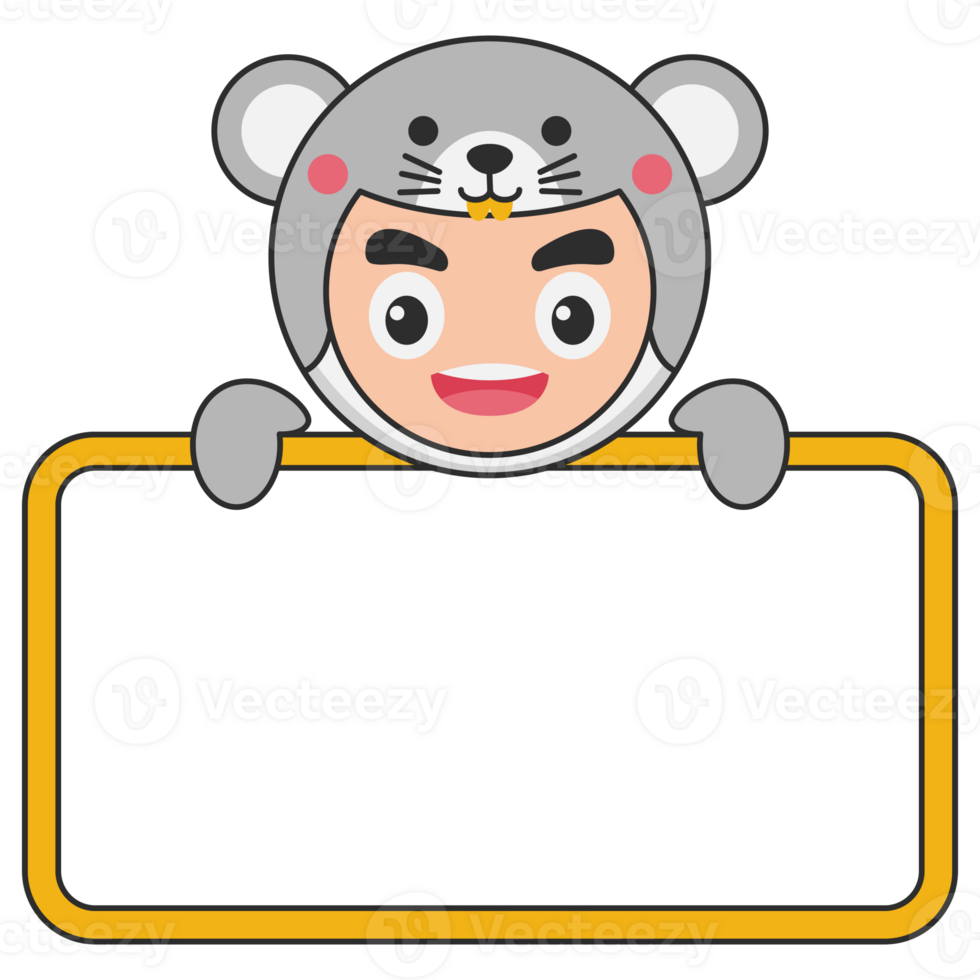 Cute Animal Holding Blank Banner png