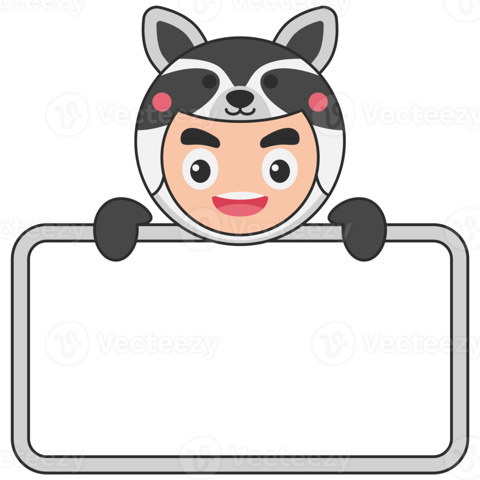 Cute Animal Holding Blank Banner png