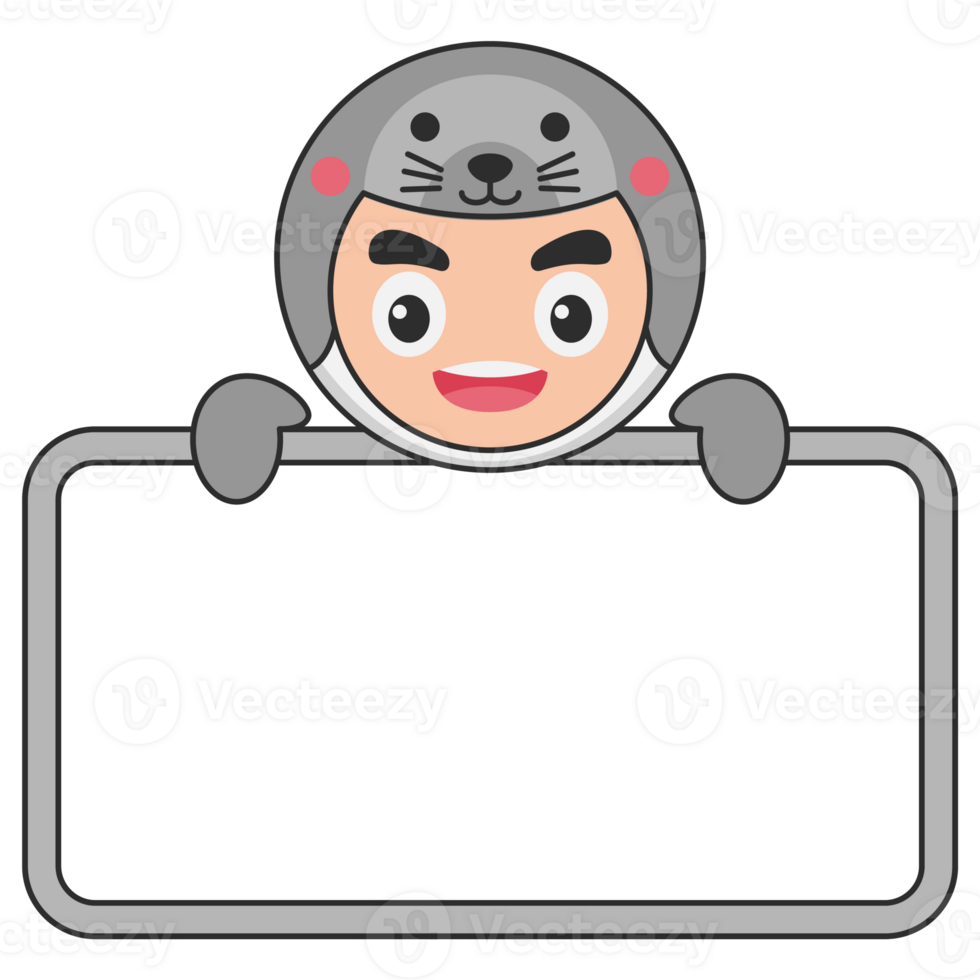 Cute Animal Holding Blank Banner png