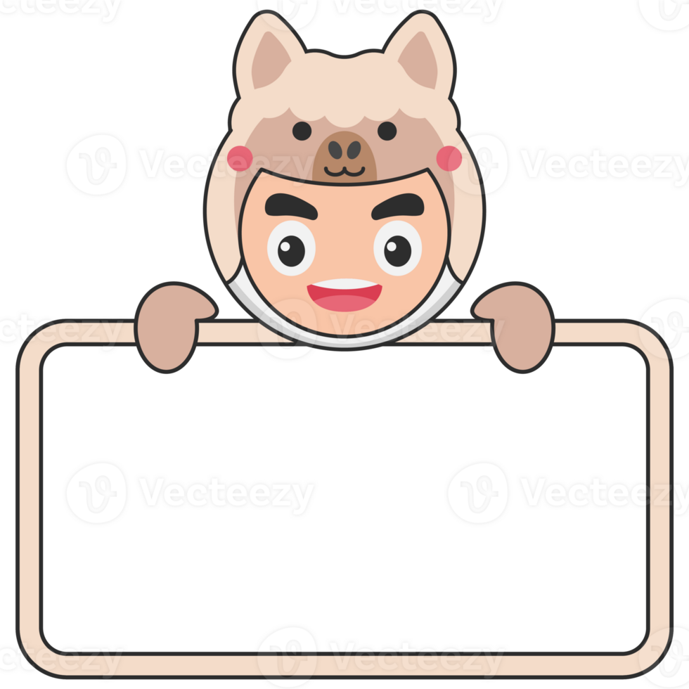 Cute Animal Holding Blank Banner png