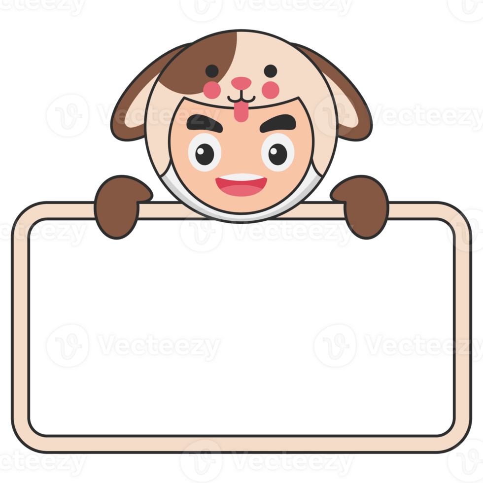 Cute Animal Holding Blank Banner png