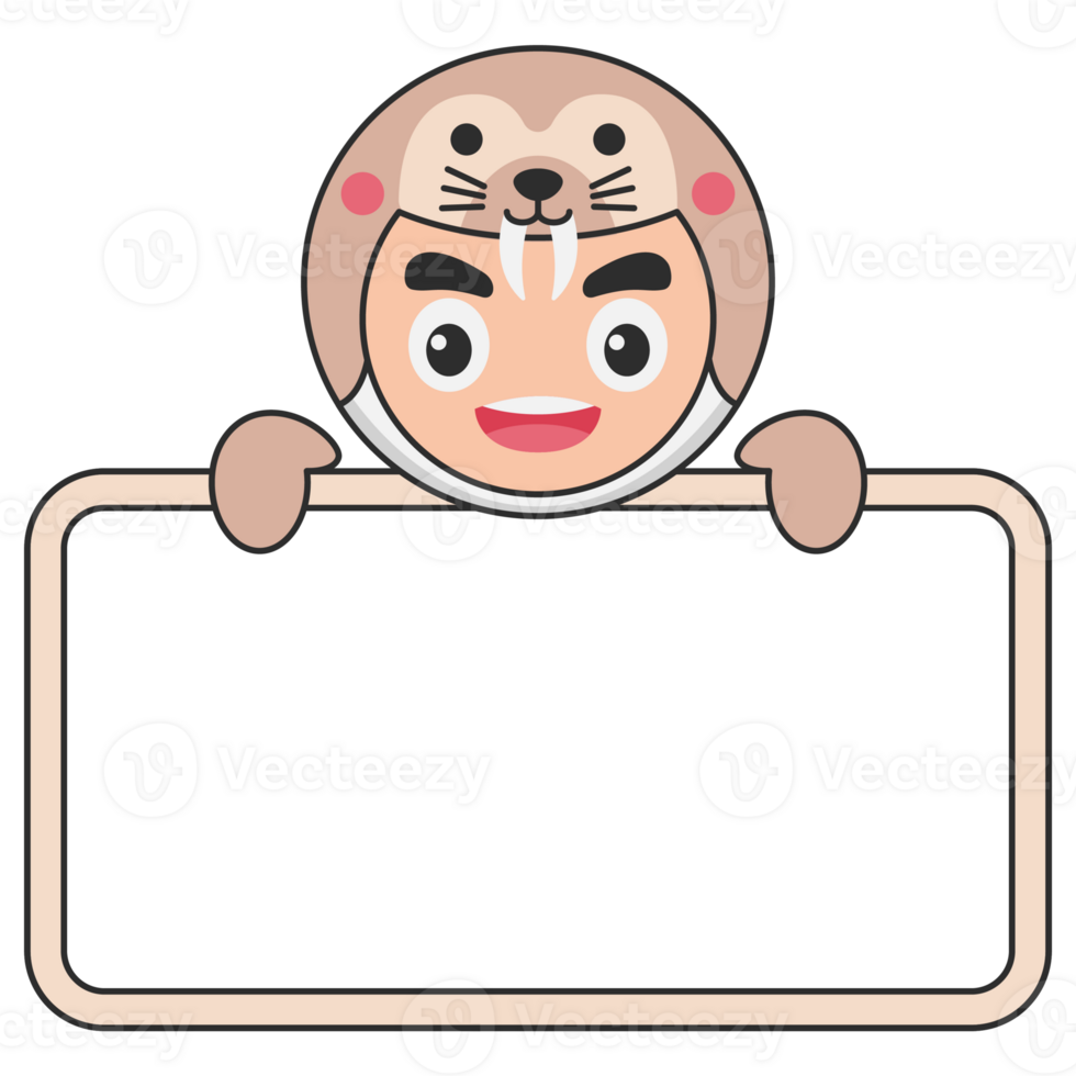 Cute Animal Holding Blank Banner png