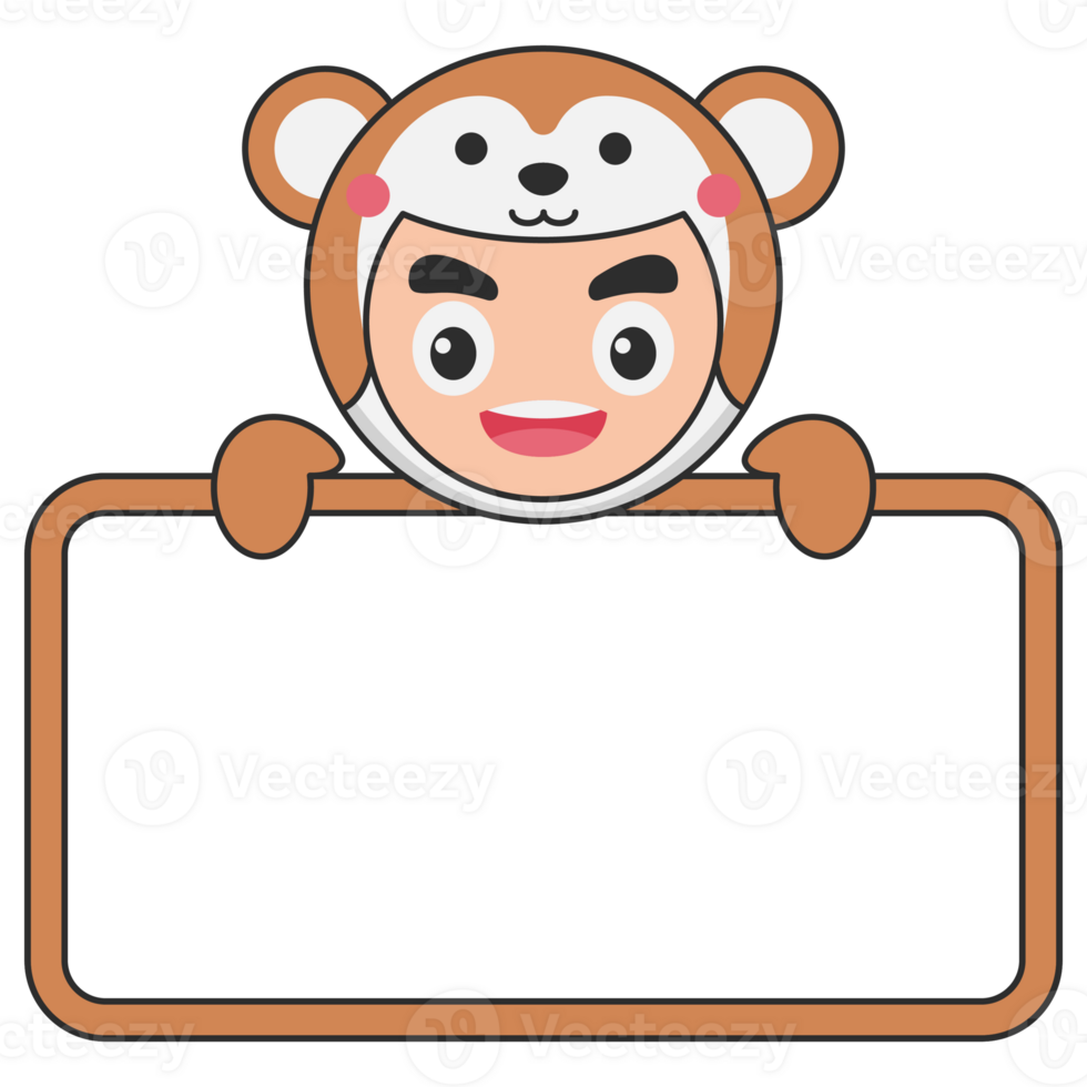 Cute Animal Holding Blank Banner png