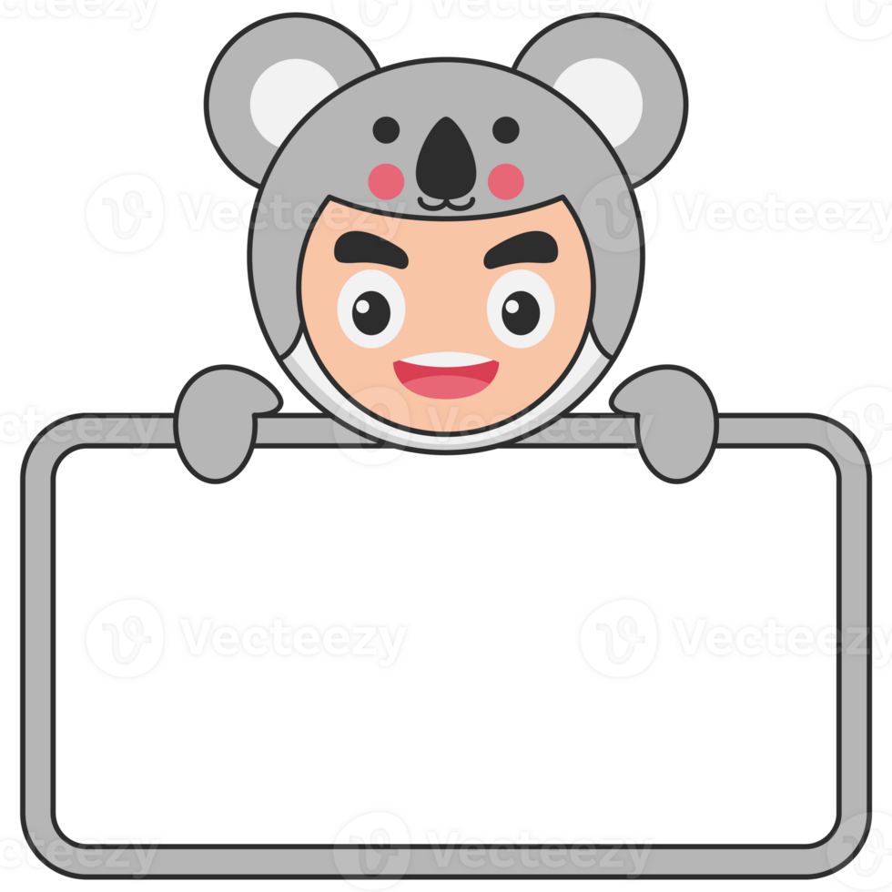 Cute Animal Holding Blank Banner png