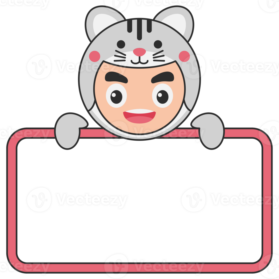 Cute Animal Holding Blank Banner png