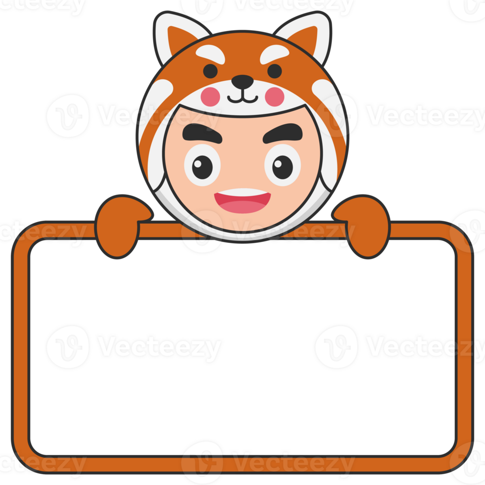 Cute Animal Holding Blank Banner png
